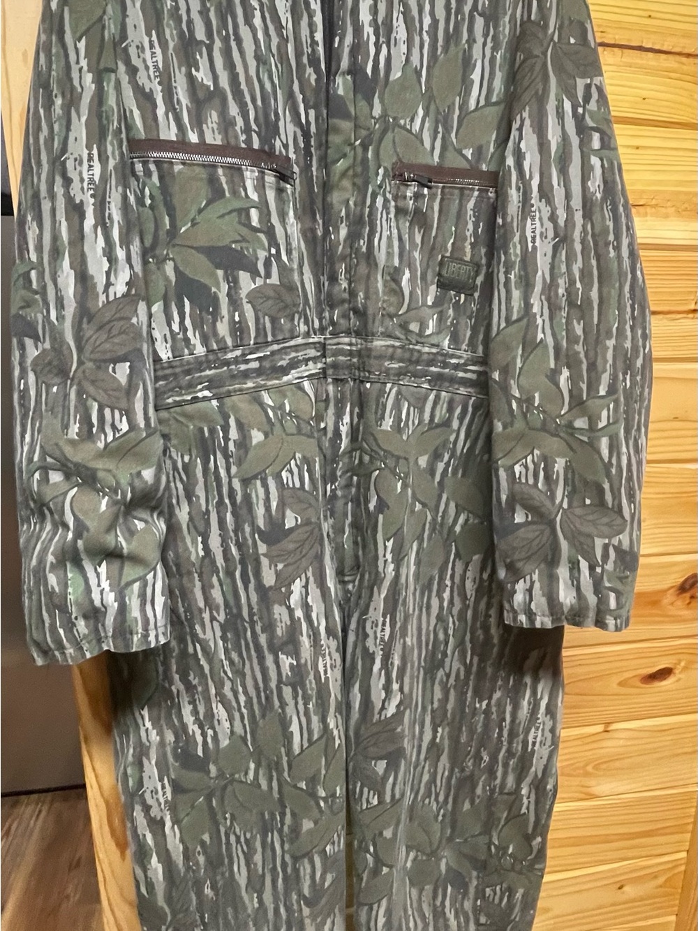 VTG Liberty Realtree Camo Bark Coveralls Mens L Tall Insulated Hunting USA 90s